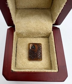 تصویر عقیق زرد خطی | طرح شمع و اذکار مقدس حضرت زهرا کدG۰۸۷ Agate