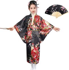 تصویر لباس کیمونو یکتا دخترانه برند آلاویاما با کمربند اوبی برند al aoyama Al Aoyama Japanese Costume Girl Deluxe Blossom Kimono Yukata Robe with OBI Belt Party Fancy Dress