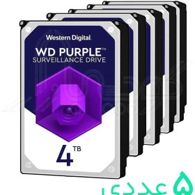 تصویر پک 5 عددی هارد اینترنال بنفش وسترن دیجیتال ظرفیت 4 ترابایت WESTERN DIGITAL PURPLE WD40PURZ 3.5 INCH 4TB