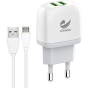 تصویر شارژ دیواری لونارک مدل LW55A توان 12 وات همراه با کابل میکرو یو اس بی Lonark LW55A 12W Wall Charger with micro-usb Cable
