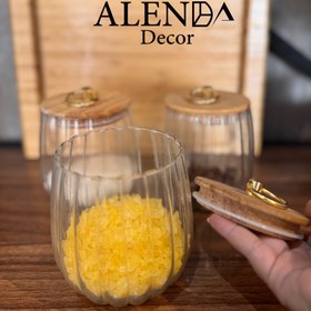 تصویر بانکه شیشه ای تپل درب چوبی 