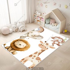 تصویر فرش کودک طرح حیوانات جنگل DK-1068 
