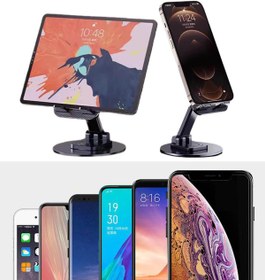 تصویر استند فلزی موبایل رومیزی L-353 360 Scalable Folding Rotating Desktop Mobile Phone /Tablet / iPad Stand L-353