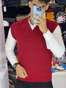 تصویر ژیله [جلیقه] بافتنی مردانه - خردلی / L ا Men's knitted vest Men's knitted vest