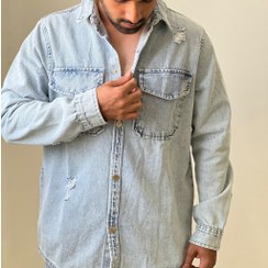 تصویر کت جین یخی زاپ دار 