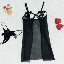 تصویر لباس خواب فانتزی زنانه مدل سینه باز همراه شورت فاق باز کد 142 Women's sleepwear