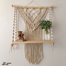 تصویر شلف مکرومه ۵۰ سانتی مدل آسنا| macrame shelf 