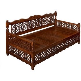 تصویر تخت سنتی طرح شاهنشین چوب ایرانی سایز 1.20 در 2 