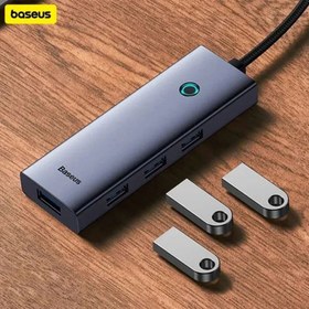 تصویر هاب 6 پورت USB-C باسئوس مدل BS-OH108 Baseus UltraJoy Series 6-Port HUB Docking Station Space Grey Type-C to HDMI4K@60Hz*1+USB 3.0*4+PD*1 B00052807813-01