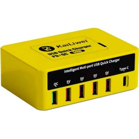 تصویر شارژر و تستر Kailiwei KLW-818 6Port QC3.0 PD 40W Type-C/USB Kailiwei KLW-818 6Port QC3.0 PD 40W Type-C/USB Fast Wall Charger