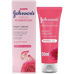 تصویر کرم آبرسان و مرطوب کننده شب جانسون اصلی با عصاره گل رز johnson's fresh hydration night cream normal skin with rose water