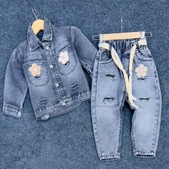 تصویر کت و شلوار لی دخترونه مدل گل_1872 