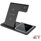 تصویر استند شارژر بی سیم 3 کاره 15 واتی پرودو مدل porodo 3in1 dual coil wireless charger dock 