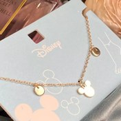 تصویر پابند زنانه طرح میکی رنگ نقره‌ای نگین‌دار 