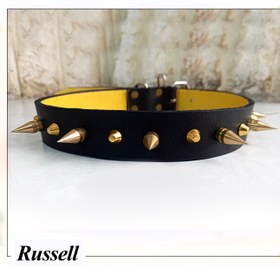 تصویر قلاده گردنی سگ میخ دار مدل : راسل ا Studded dog collar Model: Russell Studded dog collar Model: Russell