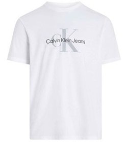 تصویر تی شرت سفید مردانه برش مناسب قهرمان مونوگرام کلوین کلین Calvin Klein 