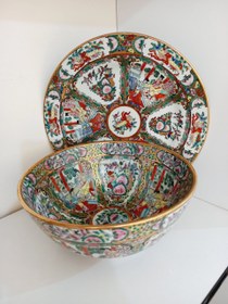 تصویر قاب و قدح چینی گل مرغی 