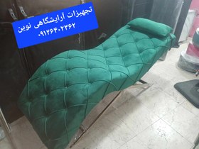 تصویر تخت آرایشگاهی تخت مژه مدل موجی دررنگ بندی متنوع پارچه دیاموند با بالشت 