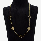 تصویر گردنبند ونکلیف استیل مشکی سفید Necklace Vancleef 