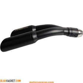 تصویر اگزوز قهرمانی موتور سیکلت اکروپویچ دو لول مشکی کد AK32 Akropovich motorcycle championship exhaust, black, code AK32