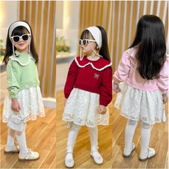 تصویر پیراهن دخترانه دورس دامن دانتل - صورتی / 40 