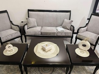 تصویر ست رومیزی گرد مخمل زرکوب ترک 3 تکه رنگ کرم طلایی 