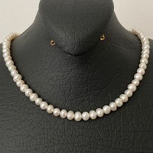 تصویر گردنبند مروارید اصل با قفل کتابی 5 میلیمتر Original pearl necklace with book lock