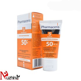 تصویر ضدافتاب بدون رنگ فارماسریز مدل هیدرولیپیدحجم 50 میل Pharmaceris colorless sunscreen, hydrolipid model, volume 50 ml