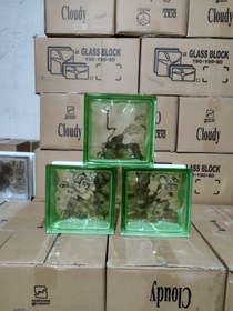 تصویر بلوک شیشه ای کلودی سبز ایتالیایی Glassblock