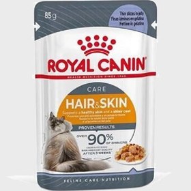 تصویر پوچ گربه رویال کنین مدل هیراند اسکین در ژله Royal Canin Hair & Skin وزن ۸۵ گرم 