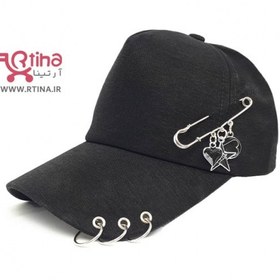 تصویر کلاه اسپرت دخترانه حلقه دار با تزئین سنجاق قفلی 