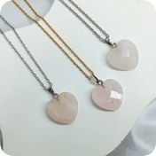 تصویر پلاک‌گردنی قلبی رزکوارتز تراش رزکات 