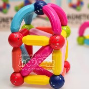 تصویر بازی ساختنی مگنت میله ای یا گوی و میله 42،64،84،103،128 قطعه اصلی گوی و میله مغناطیسی Magnetic Ball and Rod - 64 قطعه‌ باکس دار 