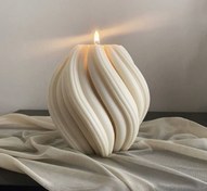 تصویر شمع دکوراتیو دست ساز الا (گوی ساحل) - 12 سانتی متر / کرم ا ella candle ella candle