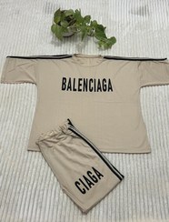 تصویر ست تیشرت باکسی و شلوار نواری 