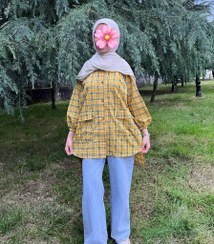 تصویر مانتو چهارخونه نخی زنانه 