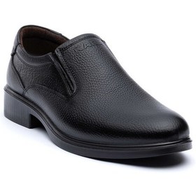 تصویر کفش چرم مجلسی مردانه کارا مدل تارا زیره بی بند تزریق کفی طبی چرم طبیعی 