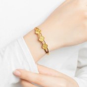 تصویر دستبند طلایی ونکلیف سه گل آسا کد BA00054 