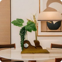 تصویر گلدان چوبی شیشه ای چوب گردو (کد34) 