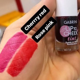 تصویر تینت لب و گونه - دو رنگ Rose pink و cherry red tint lip and cheek