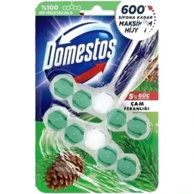 تصویر خوشبوکننده توالت فرنگی دامستوس Domestos Power 5 Rimblock با رایحه درخت کاج بسته 8 عددی 