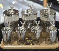 تصویر پاسماوری ۷ پارچه گوزن با کف چوب 