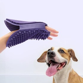 تصویر دستکش حمام و برس دو طرفه سگ و گربه ردون Pet Bath Massage Brush - Double-Sided Dog Grooming Brush