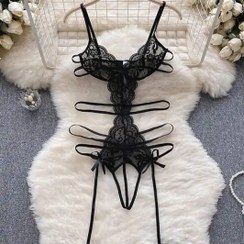 تصویر ست لباس خواب فانتزی بندجوراب دار زنانه Women's fantasy pajama set with stockings