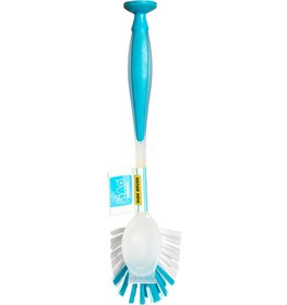 VIDEVECKMAL Dish-washing brush with dispenser, bright orange