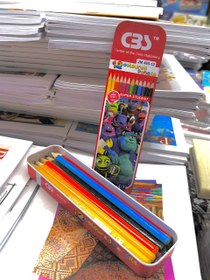 تصویر مداد رنگی 12 رنگ CBS جعبه فلزی 