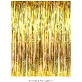 تصویر پرده متالایز طلایی تزیینی 