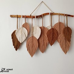 تصویر دیوارکوب برگ مکرومه مدل چاوان 