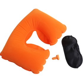 تصویر بالش بادی مدل travel selection به همراه چشم بند - آبی 