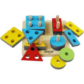 تصویر بازی آموزشی طرح مونته سوری اشکال هندسی چوبی 